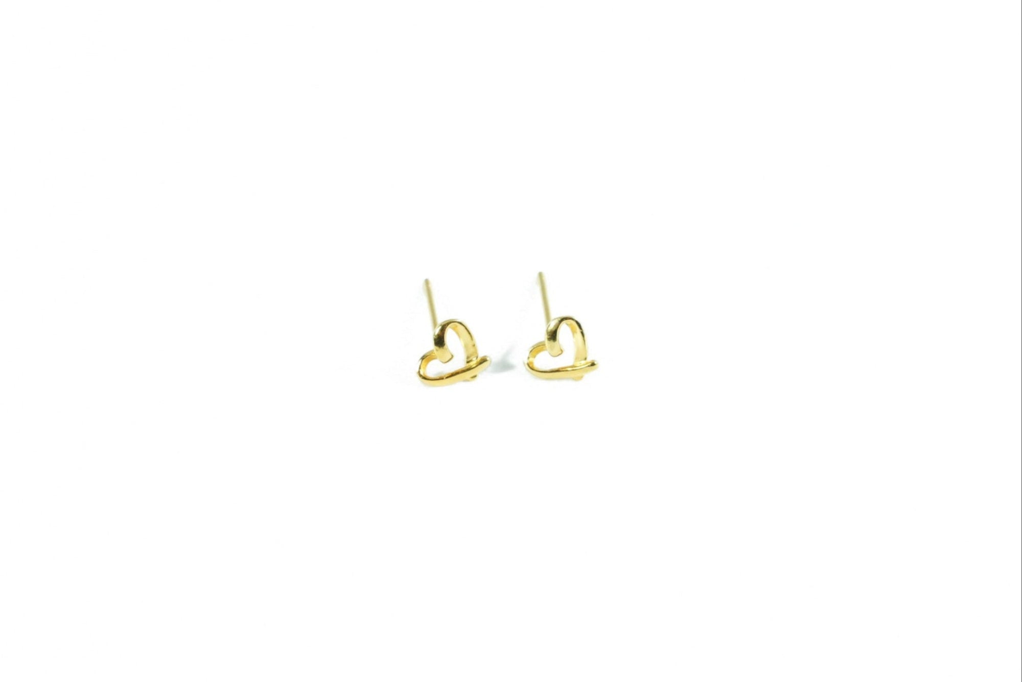 trendy line heart earring gold 925 sterling silver