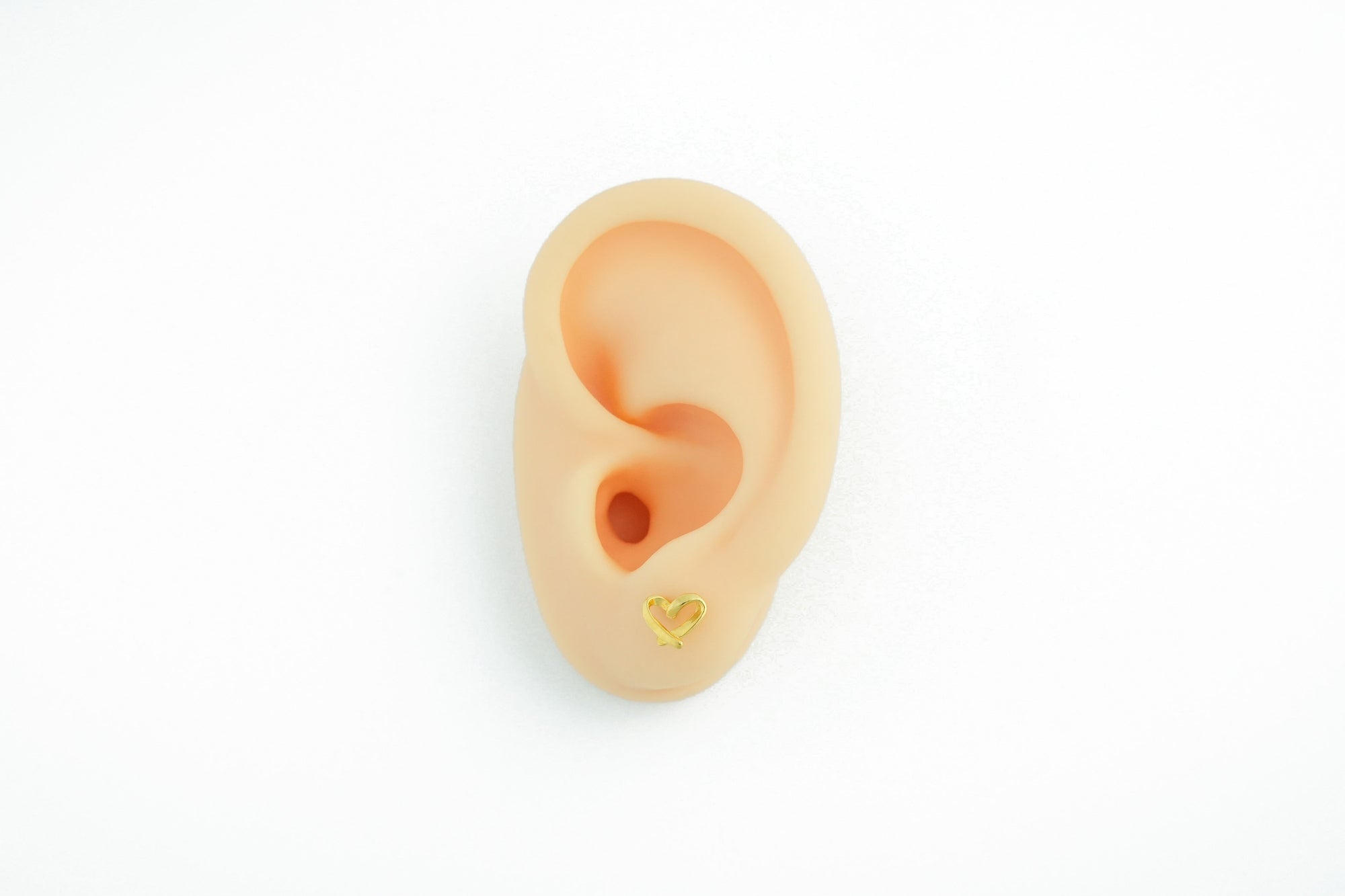 trendy line heart earrings gold 925 sterling silver