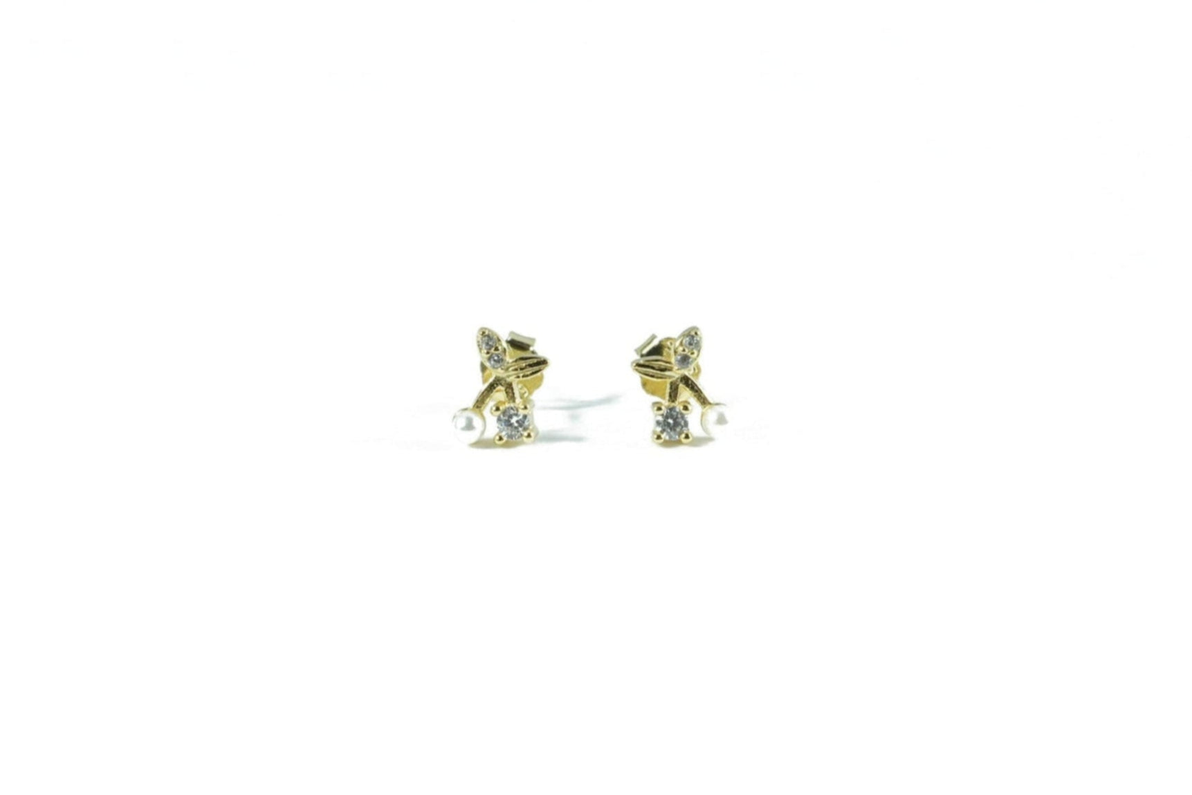trendy pearl cherry earrings 925 silver