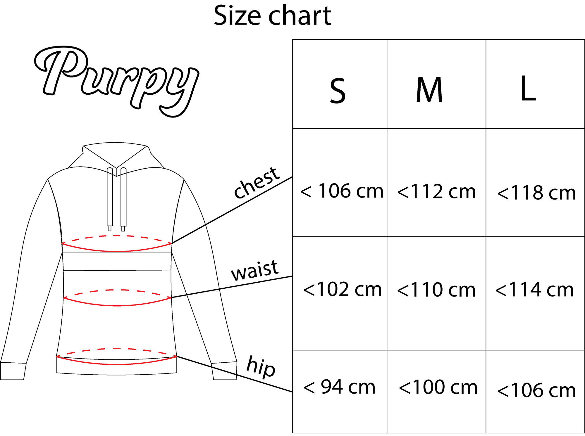 Calculate your size here, size chart helps you choose the right size and helps prevent unnecessary returns. sustainability / environmentally conscious
Purpy
