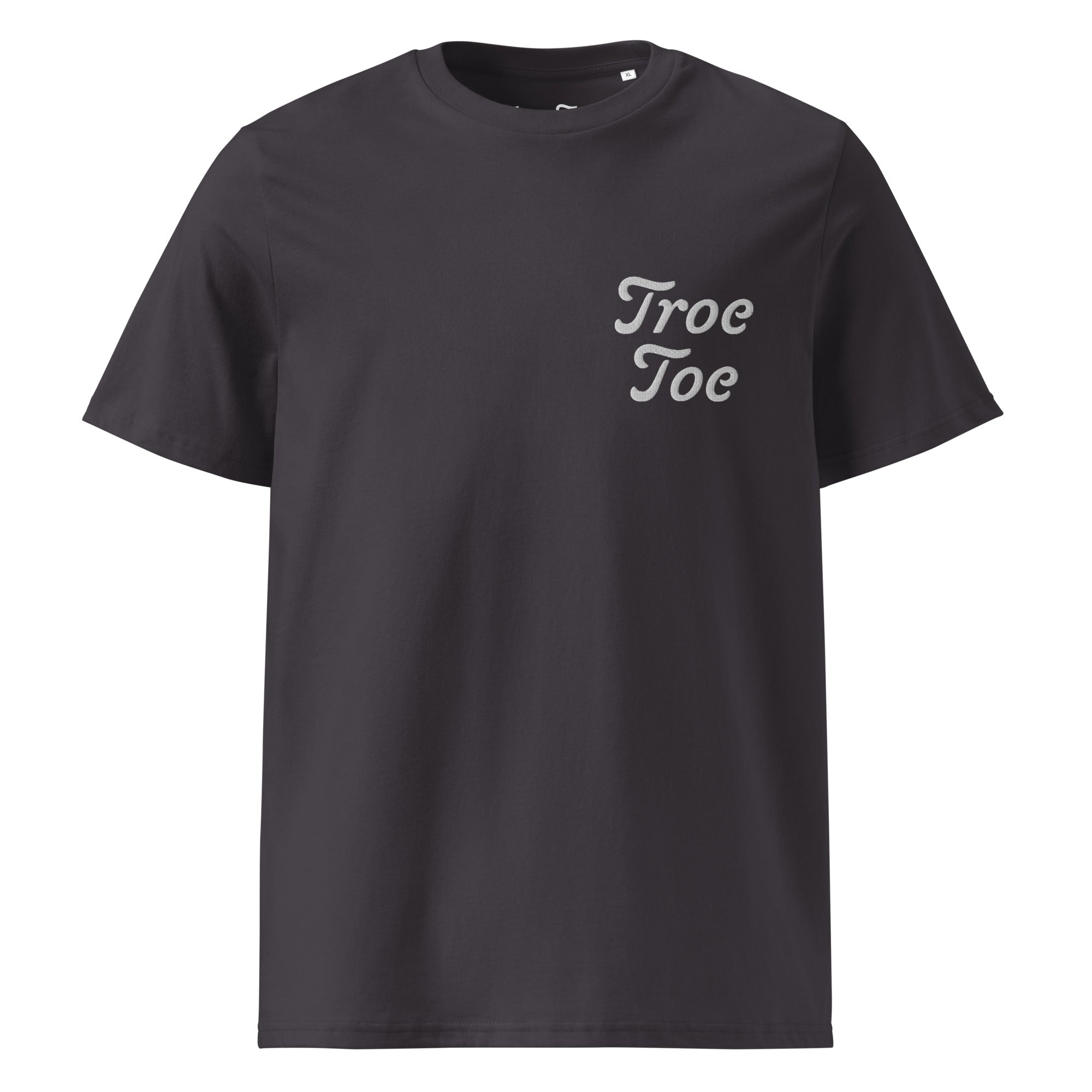 Sustainable unisex T-shirt in anthracite Troe Toe embroidered logo on chest